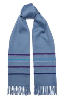 Кашемировый шарф с контрастными полосками и бахромой
