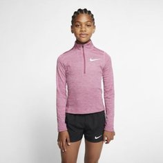 Беговая футболка с длинным рукавом и молнией на половину длины для девочек школьного возраста Nike