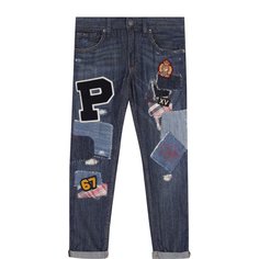 Джинсы с декоративными потертостями и аппликациями Polo Ralph Lauren