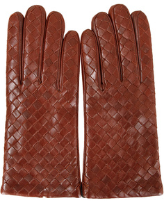 Кожаные перчатки 040U/ плетение/ Коричневый Moreschi