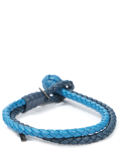 Плетеный браслет из кожи 113546/ голубой,Синий Bottega Veneta