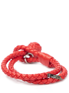Плетеный браслет из кожи 113546/ Красный Bottega Veneta