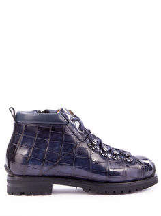 Ботинки из крокодила с мехом MPEV15920HL1XAKIU59 Синий мех Santoni