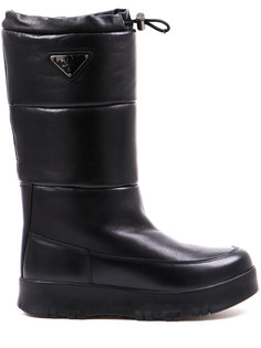 Кожаные сапоги с мехом Prada