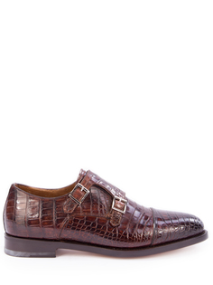 Туфли-монки из кожи крокодила Santoni
