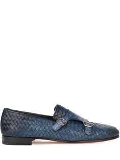 Туфли-монки из кожи крокодила Santoni