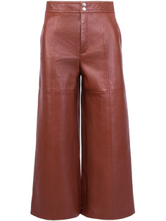 Кожаные брюки-кюлоты 440428/коричн Saint Laurent