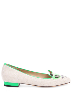 Балетки из рафии с вышивкой Charlotte Olympia