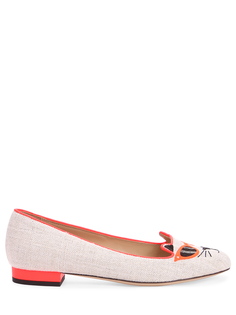 Балетки из рафии с вышивкой Charlotte Olympia