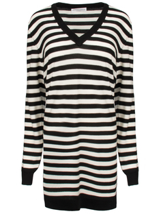 Шерстяная туника 18173408 Черный Белый Полоска Sonia Rykiel