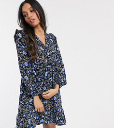 Свободное платье с голубым цветочным принтом Y.A.S Petite-Neutral