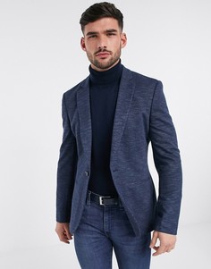 Синий приталенный пиджак в стиле casual ASOS DESIGN