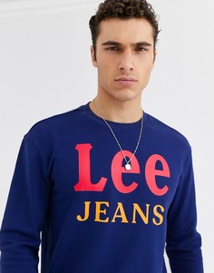 Темно-синий свитшот с крупным логотипом Lee Jeans