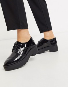 Черные лакированные туфли на шнуровке Pimkie-Черный