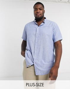 Рубашка с добавлением льна, карманом и воротником на пуговицах Duke-Синий