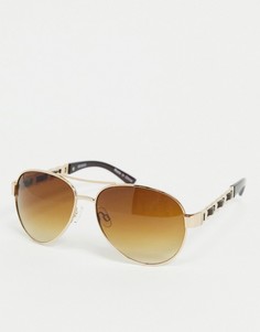 Золотистые солнцезащитные очки-авиаторы с цепочкой Accessorize-Золотистый