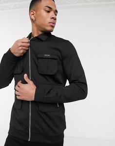 Черная трикотажная куртка с карманами карго Mauvais-Черный
