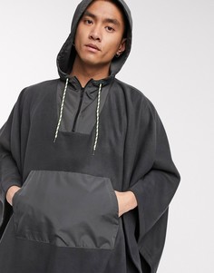 Пончо из флиса с нейлоновыми вставками ASOS DESIGN-Черный