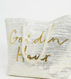 Эксклюзивная пляжная сумка с надписью "Golden Hour" South Beach-Кремовый