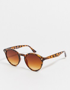 Круглые солнцезащитные очки в черепаховой оправе Burton Menswear-Коричневый
