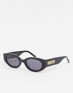 Черные овальные солнцезащитные очки в стиле ретро с логотипом на дужке Hot Futures-Черный