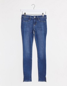 Синие джинсы скинни с классической талией Hollister-Голубой