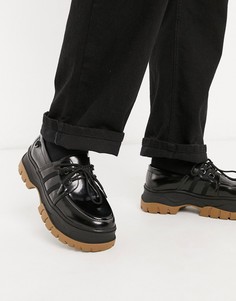 Мокасины из искусственной кожи на массивной подошве ASOS DESIGN-Черный цвет