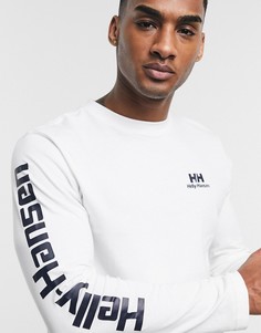 Белый лонгслив с принтом Helly Hansen