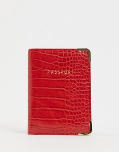 Красная обложка для паспорта с отделкой под кожу крокодила ASOS DESIGN-Красный
