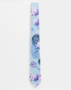 Синий галстук с тропическим пальмовым принтом Twisted Tailor