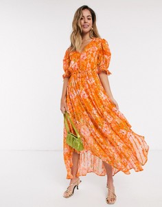 Платье миди с цветочным принтом Rahi-Оранжевый