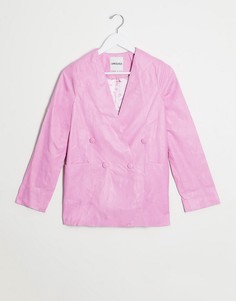 Ярко-розовый пиджак из искусственной кожи Unique21-Розовый цвет
