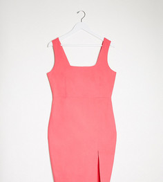 Розовое платье миди с квадратным вырезом Vesper Plus-Розовый цвет