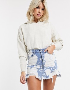 Джинсовая мини-юбка с эффектом кислотной стирки Glamorous-Синий