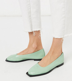 Эксклюзивные кожаные туфли мятного цвета на плоской подошве ASRA-Зеленый