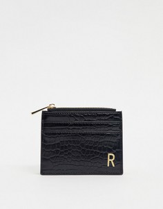 Черный кошелек и кредитница с буквой "R" ASOS DESIGN-Черный цвет