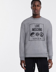 Свитшот с принтом и круглым вырезом Love Moschino-Серый