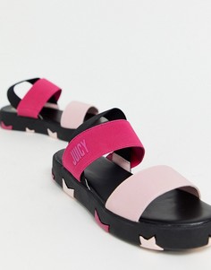 Черно-розовые сандалии со звездами на подошве Juicy Couture-Розовый цвет