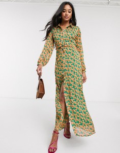 Зеленое платье макси с цветочным принтом Fabienne Chapot-Мульти