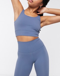 Синий/серый кроп-топ Nike Yoga luxe