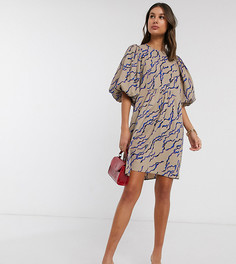 Короткое приталенное платье нюдового цвета с пышными рукавами Vero Moda Tall-Многоцветный