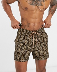 Золотистые шорты для плавания с мозаичным принтом South Beach-Черный