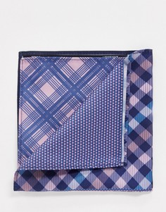 Комбинированный платок для нагрудного кармана темно-синего и розового цвета в клетку ASOS DESIGN-Темно-синий