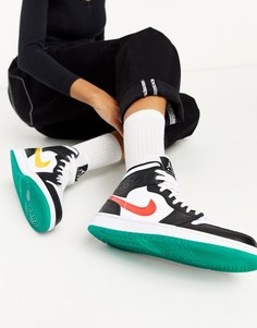 Черно-белые кроссовки средней высоты с логотипом Nike Air Jordan 1-Черный