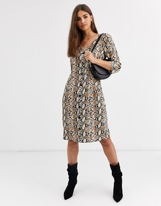 Платье миди со змеиным принтом Vila-Мульти