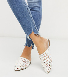 Белые остроносые мюли на плоской подошве для широкой стопы Co Wren-Белый