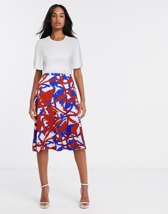 Юбка миди косого кроя с принтом Ichi-Мульти