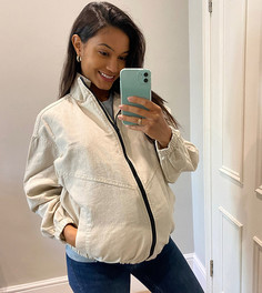 Кремовый бомбер oversized ASOS DESIGN Maternity-Белый