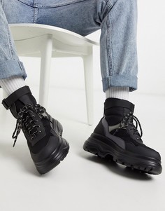 Черные ботинки на массивной подошве со шнуровкой и ремешком Koi Footwear-Черный цвет