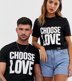 Черная удлиненная футболка из органического хлопка Help Refugees Choose Love-Черный